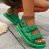 Vert décontracté quotidien Patchwork couleur unie rond confortable chaussures de porte