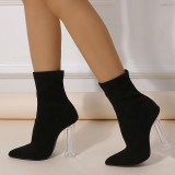 Zwarte casual patchwork effen kleur schoenen met puntige deur (hakhoogte 4.13 inch)