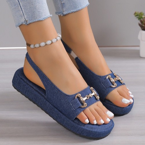Zapatos cómodos redondos de color sólido con patchwork casual azul marino