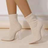Абрикосовые повседневные однотонные туфли в стиле пэчворк с острым носом (высота каблука 4.13 дюйма)