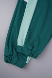 Pantaloni patchwork a vita media regolari con tasche patchwork a blocchi di colore casual verdi