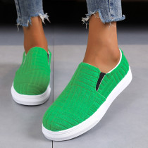 Verde casual diário patchwork contraste redondo confortável para fora sapatos planos