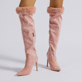 Розовые повседневные однотонные туфли в стиле пэчворк с острым носом (высота каблука 4.33 дюйма)