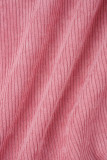 ピンクのエレガントなチェック柄パッチワーク バックル ターンダウン カラー アウターウェア