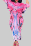 Бело-розовые сексуальные уличные принты в стиле пэчворк с V-образным вырезом и юбкой-карандашом