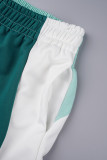 Grüne, lässige Patchwork-Hose im Colour-Block-Stil mit Taschen und normaler mittlerer Taille