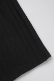 Pantaloni in tinta unita convenzionali a vita alta regolari di base a tinta unita casual neri