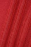 Rode sexy effen backless split halter lange jurk jurken