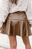 Caqui Casual Sólido Patchwork Flaco Cintura alta Convencional Color sólido Faldas