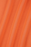 Оранжевый Повседневный Однотонный Выдолбленный Уздечка О-образным вырезом Длинный рукав Две части