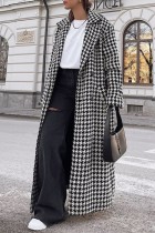 Black Casual Print Cardigan Turndown Collar Outerwear