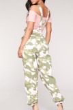 Pink Casual Camouflage Print Bandage Patchwork Buttons Regular High Waist Full Print Bottoms