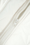 Vita Casual Solid Patchwork-knappar Dragkedja Mandarinkrage Ytterkläder