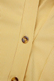 Cinza Casual Sólido Patchwork Bolso Fivela Turndown Collar Macacões Plus Size