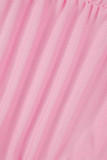 ピンク セクシー カジュアル ソリッド バックレス フォールド O ネック ノースリーブ ドレス ドレス