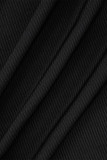 Черные повседневные однотонные облегающие комбинезоны на молнии с круглым вырезом в стиле пэчворк