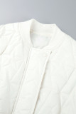 Ropa de abrigo casual botones de patchwork liso cremallera cuello mao blanco