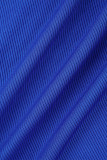 Colorido azul casual sólido patchwork zíper o pescoço macacões magros