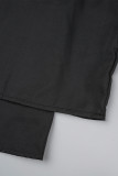 Schwarze, lässige, feste Bandage-Patchwork-Spaghettiträger-Jumpsuits mit geradem Schnitt