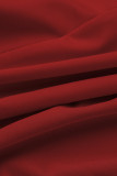 Мандариновый красный повседневный клетчатый лоскутный комбинезон на молнии с отложным воротником узкие комбинезоны