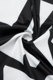 Robe imprimée décontractée noire à imprimé patchwork sur l'épaule Robe grande taille