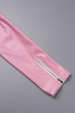 Розовая верхняя одежда с круглым вырезом в стиле пэчворк с уличным принтом