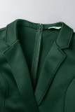 Robes de grande taille décontractées en patchwork uni avec col en V et jupe enveloppée vert encre