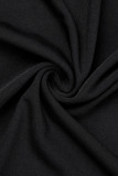 Schwarze, lässige, einfarbige, langärmlige Kleider mit O-Ausschnitt