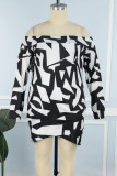 Robe imprimée décontractée à imprimé léopard, patchwork, épaules dénudées, robes de grande taille