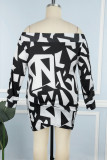 Leopard Print Casual Print Patchwork Off the Shoulder Printed Dress Plus Size Dresses
