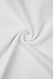Blanco Casual Sólido Básico Asimétrico Cuello redondo Tallas grandes Dos piezas