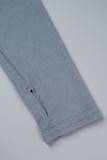 Graue lässige Sportswear Solide Patchwork-Reißverschluss-Kragen-dünne Overalls