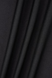 黒のセクシーなパッチワーク シースルー O ネック ロング ドレス ドレス
