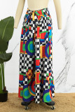 Разноцветные бинты с милым принтом в стиле пэчворк, сапоги со средней талией, широкие брюки с принтом и широкими штанинами