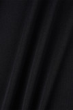 ブラック カジュアル ソリッド パッチワーク ポケット ジッパー フード付き襟 長袖 XNUMX 枚