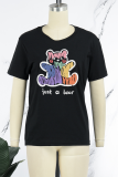 Lichtgrijze T-shirts met leuke print en patchwork met O-hals