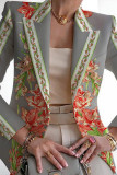 Capispalla con colletto risvoltato in cardigan patchwork con stampa casual verde bianco