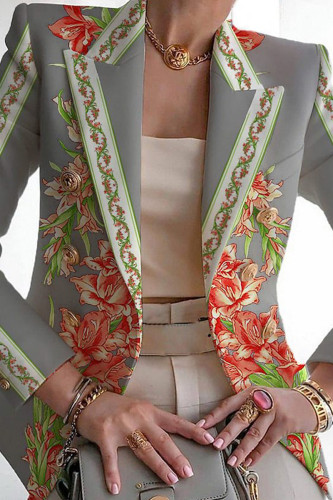 Capispalla con colletto risvoltato in cardigan patchwork con stampa casual grigia