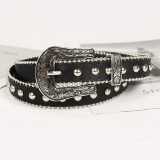 Cinturón decorativo con remaches de metal RETRO PUNK negro plateado