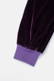 Фиолетовый Повседневный однотонный пэчворк с карманом на завязках, обычная однотонная нижняя часть со средней талией
