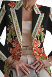 Capispalla con colletto risvoltato in cardigan patchwork con stampa casual ciano