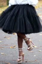 Faldas de color sólido convencional de cintura alta regular de patchwork sólido casual negro