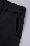 ブルー カジュアル ソリッド パッチワーク ポケット ジッパー フード付き襟 長袖 XNUMX 枚