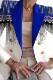 Cárdigan con estampado informal y patchwork con cuello vuelto color albaricoque