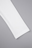 Colletto obliquo con spacco patchwork solido casual bianco manica lunga due pezzi