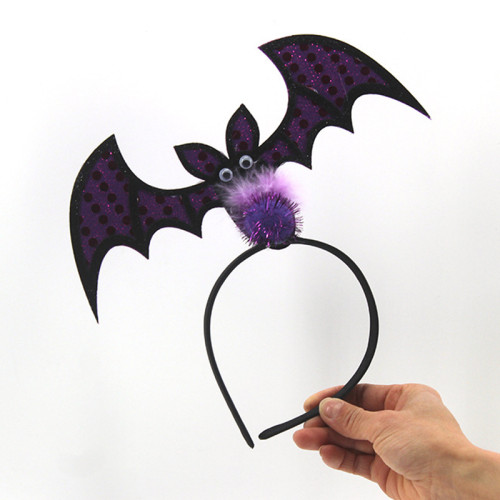 Фиолетовая повязка на голову с забавной летучей мышью на Хэллоуин