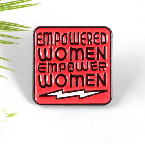 Red EMPOWER WOMEN SQUARE BROOCH