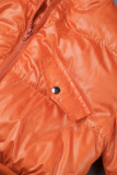 Orangefarbene, lässige, solide Patchwork-Oberbekleidung mit Reißverschlusskragen