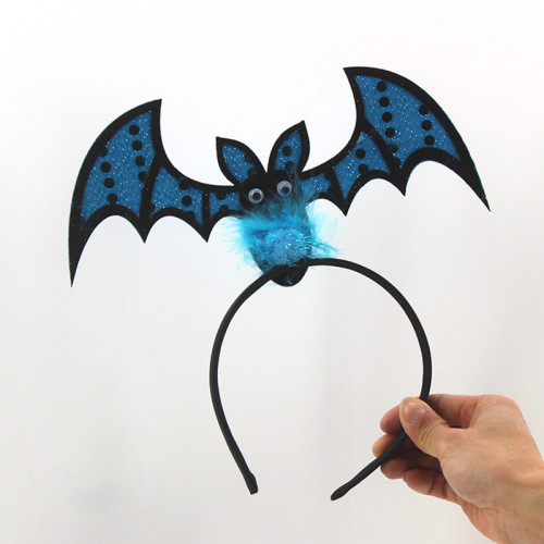 Синяя повязка на голову с забавной летучей мышью на Хэллоуин