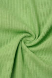 Grön Sexig Casual Solid Backless V-hals Vanliga Jumpsuits